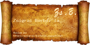 Zsigrai Borbála névjegykártya